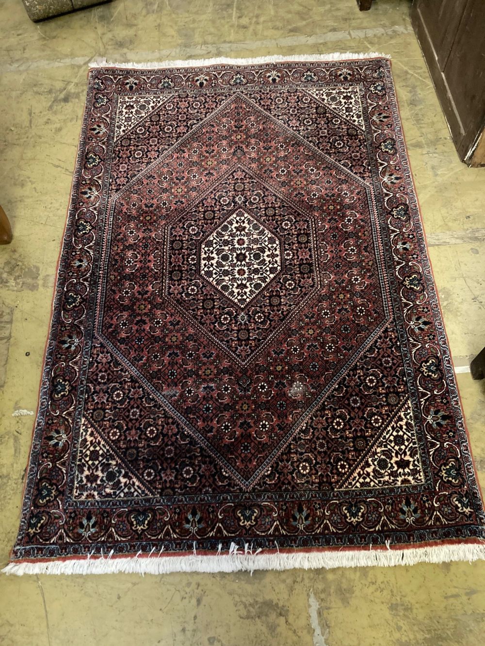 A Hamadan red ground floral rug, 170 x 112cm